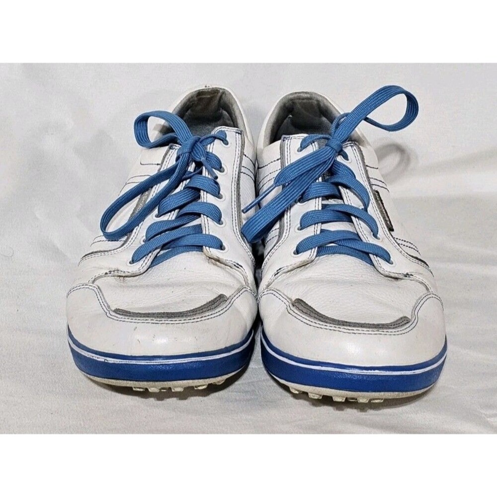 Ashworth Cardiff ADC Spikeless Golf Shoes White Blue Men's Size 10.5 Leather - Picture 4 of 13